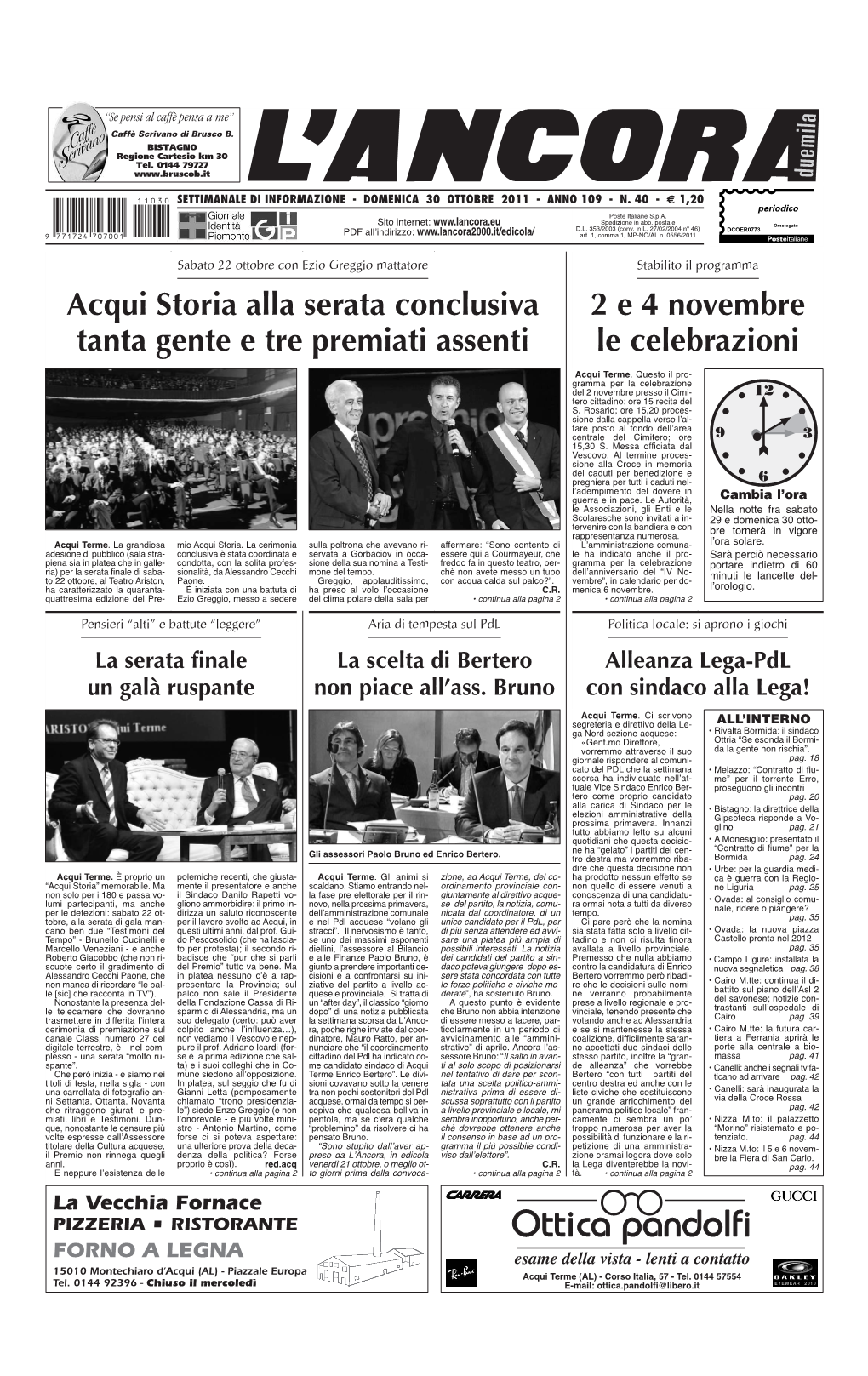 Acqui Storia Alla Serata Conclusiva Tanta Gente E Tre Premiati Assenti 2 E 4 Novembre Le Celebrazioni