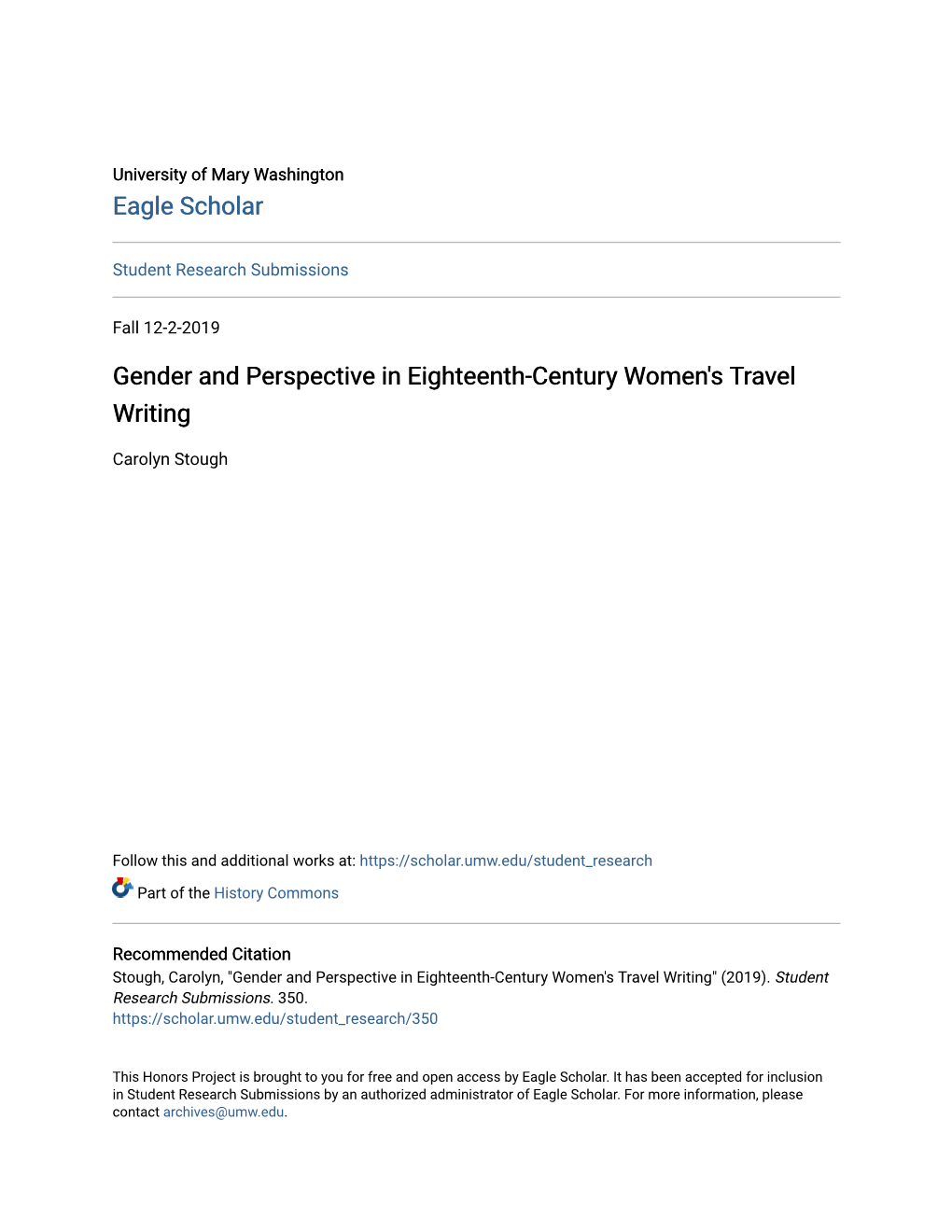 Gender and Perspective in Eighteenth-Century Women's Travel Writing