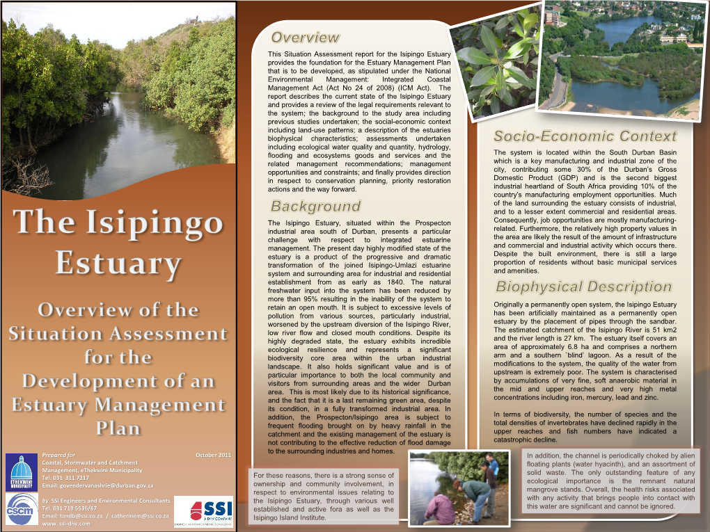 This Situation Assessment Report for the Isipingo Estuary