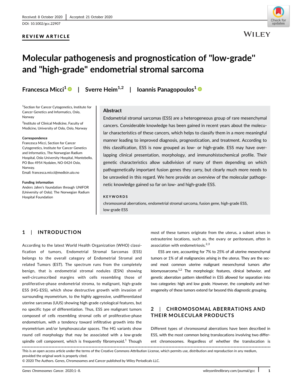 "Low‐Grade'' and "High‐Grade" Endometrial Stromal Sarco