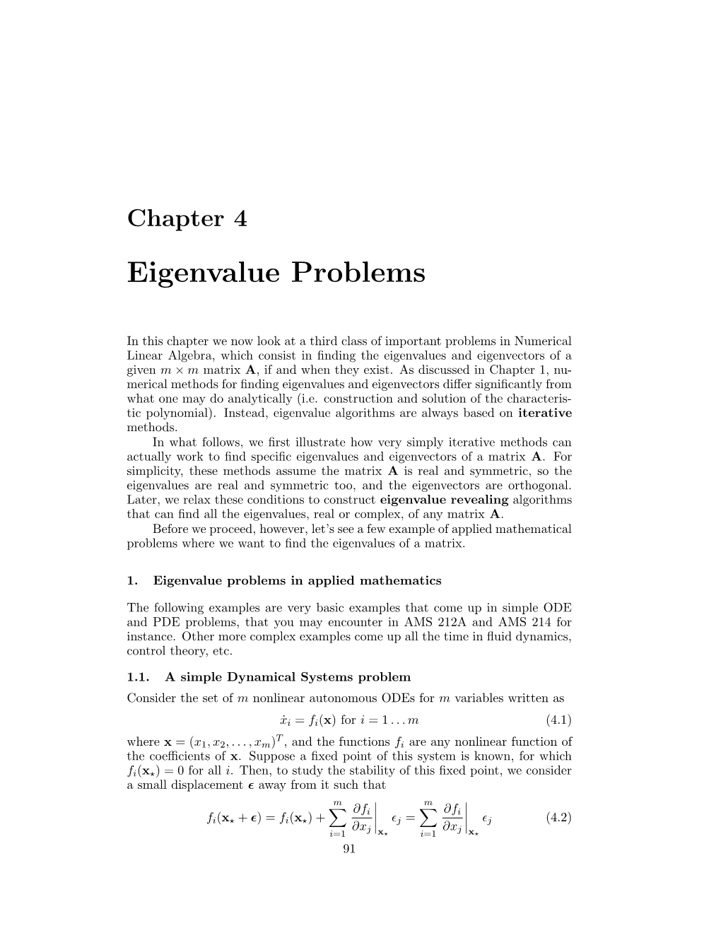 Chapter 4 Eigenvalue Problems