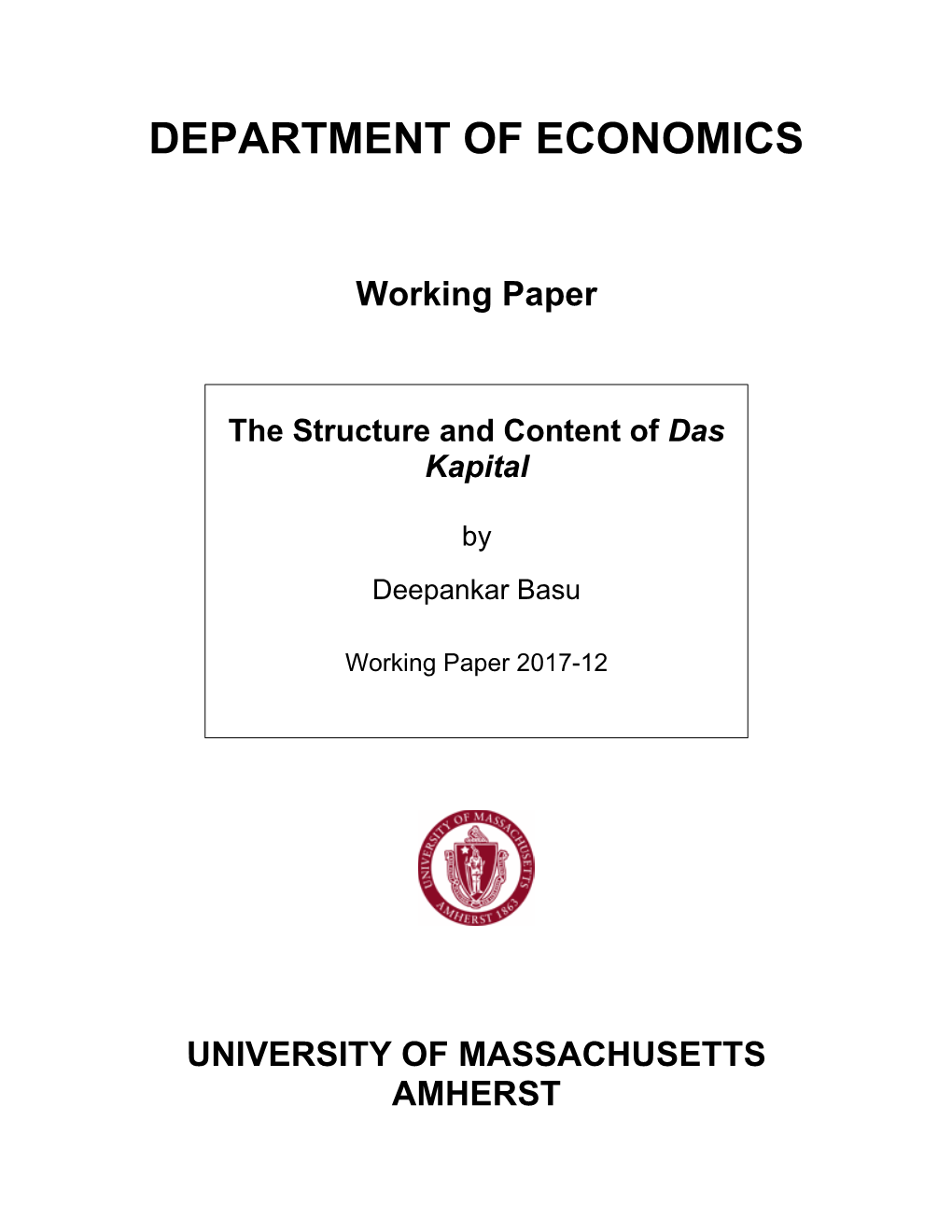 The Structure and Content of Das Kapital