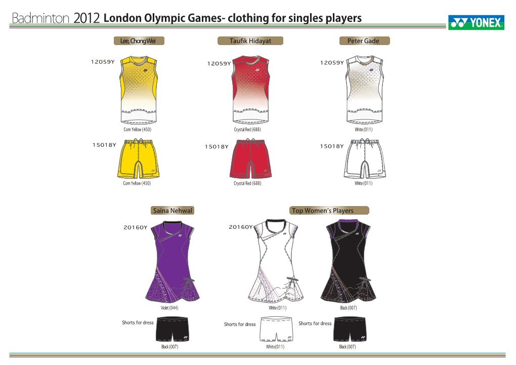 Badminton 2012 London Olympic Games- Clothing for Singles Players