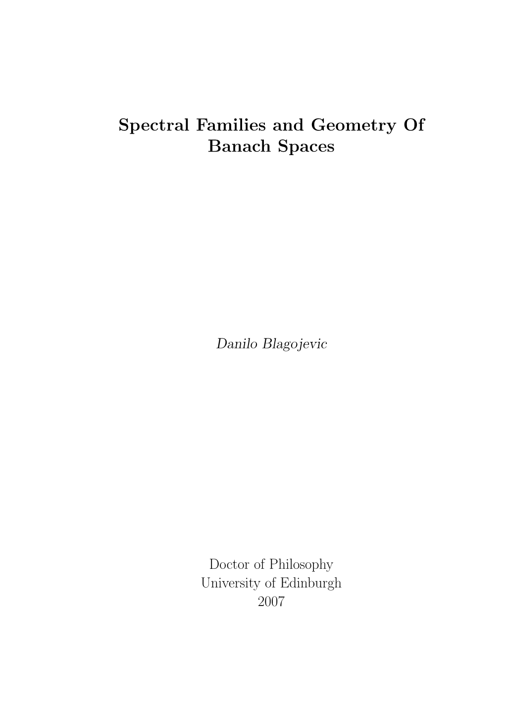 Spectral Families and Geometry of Banach Spaces