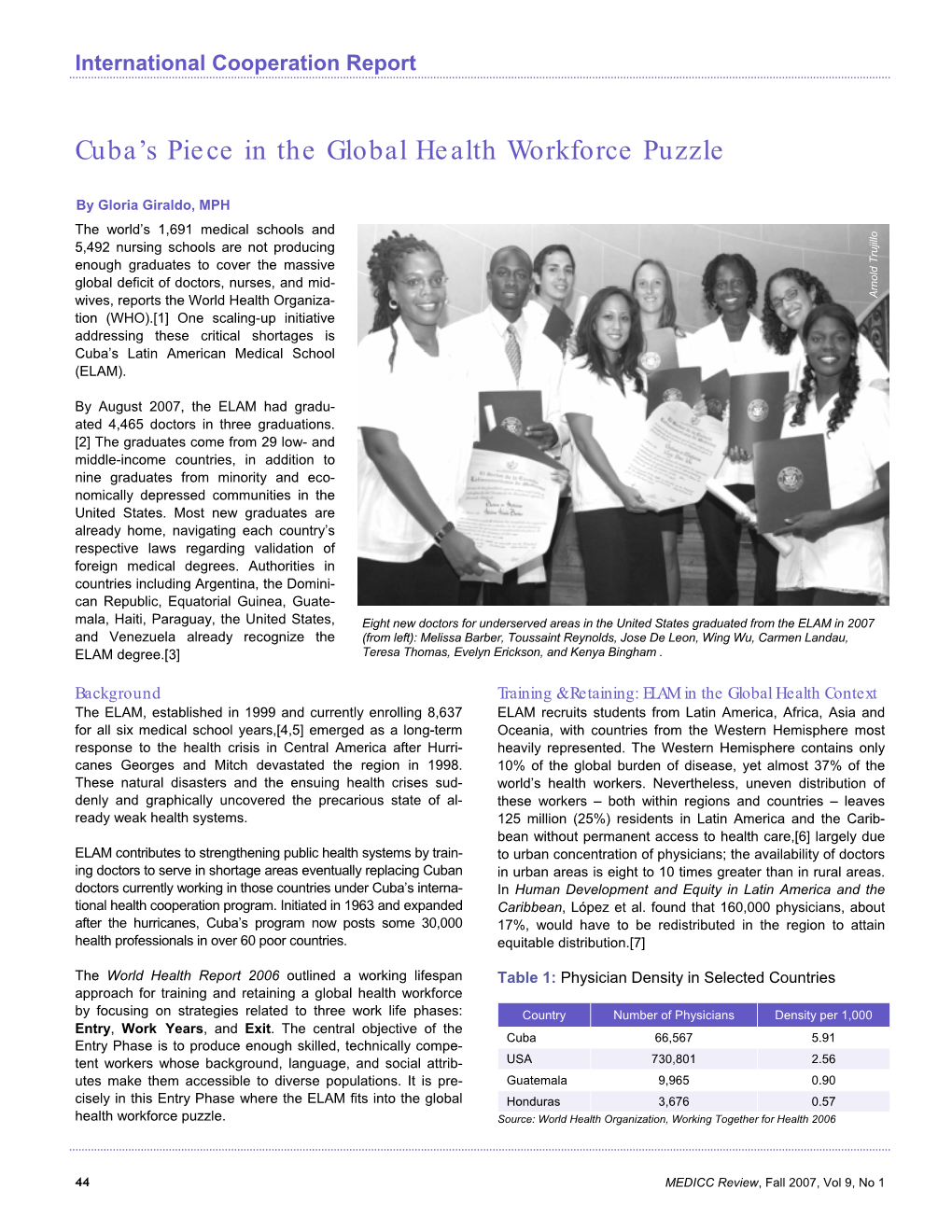 Cuba's Piece in the Global Health Workforce Puzzle