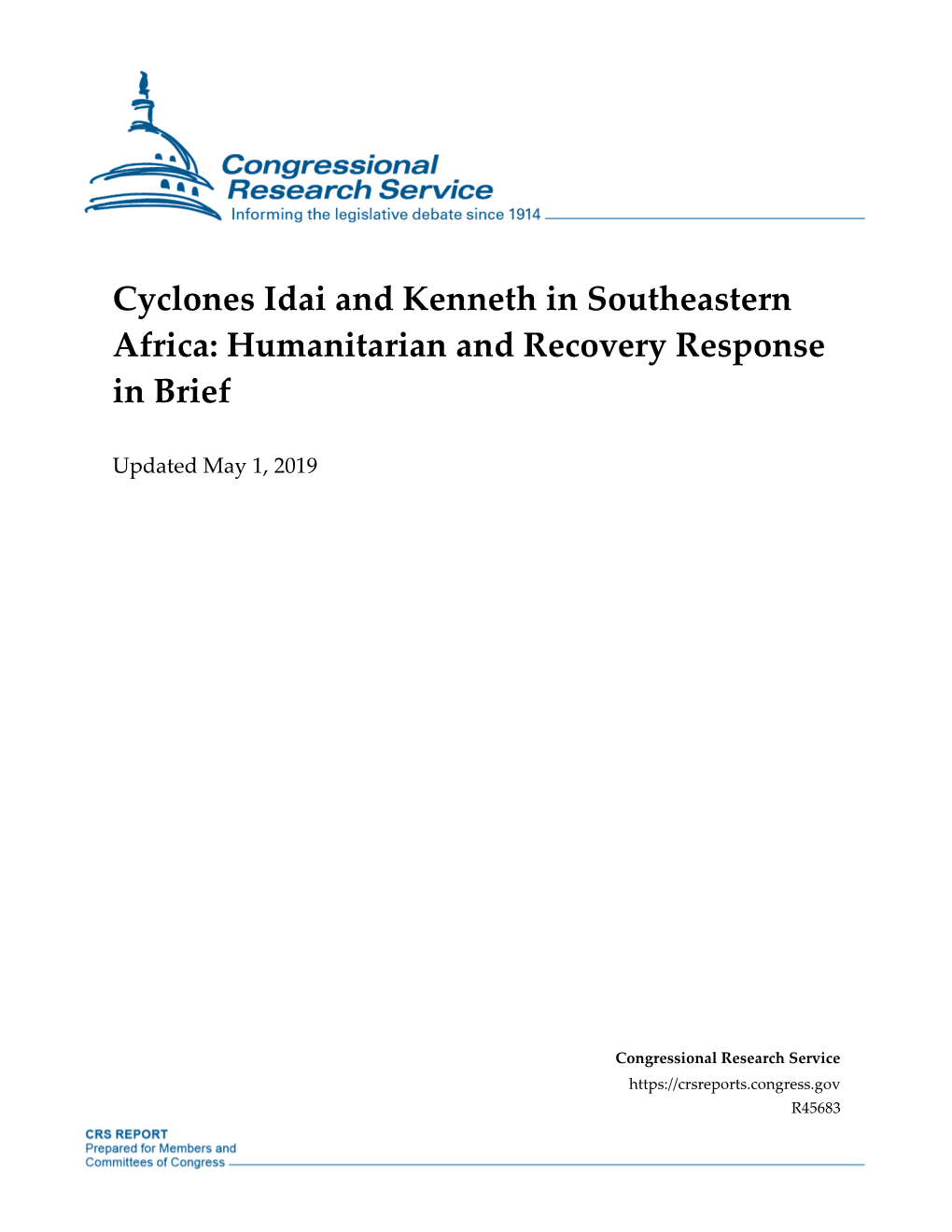 Cyclones Idai and Kenneth in Southeastern Africa: Humanitarian and Recovery Response in Brief