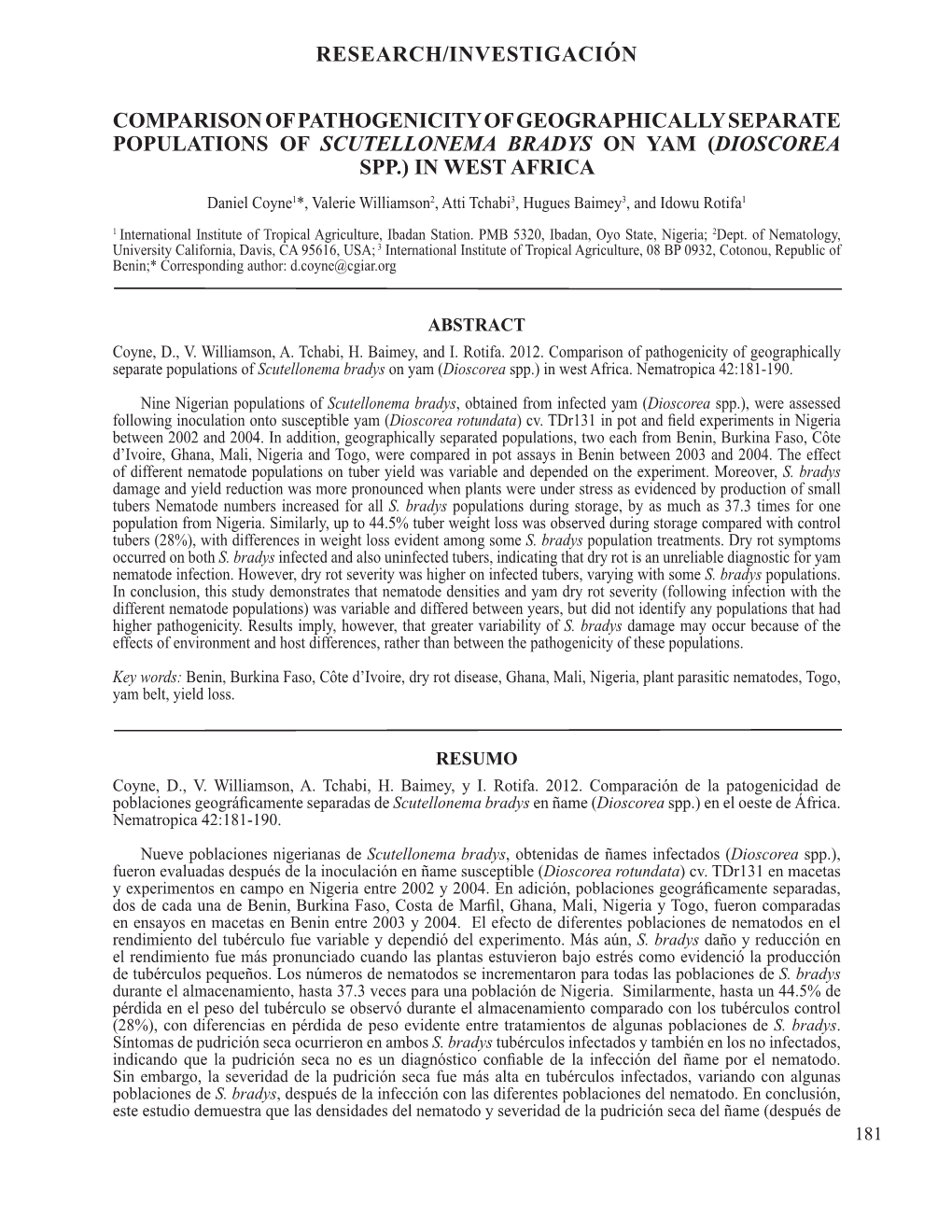 Research/Investigación Comparison Of