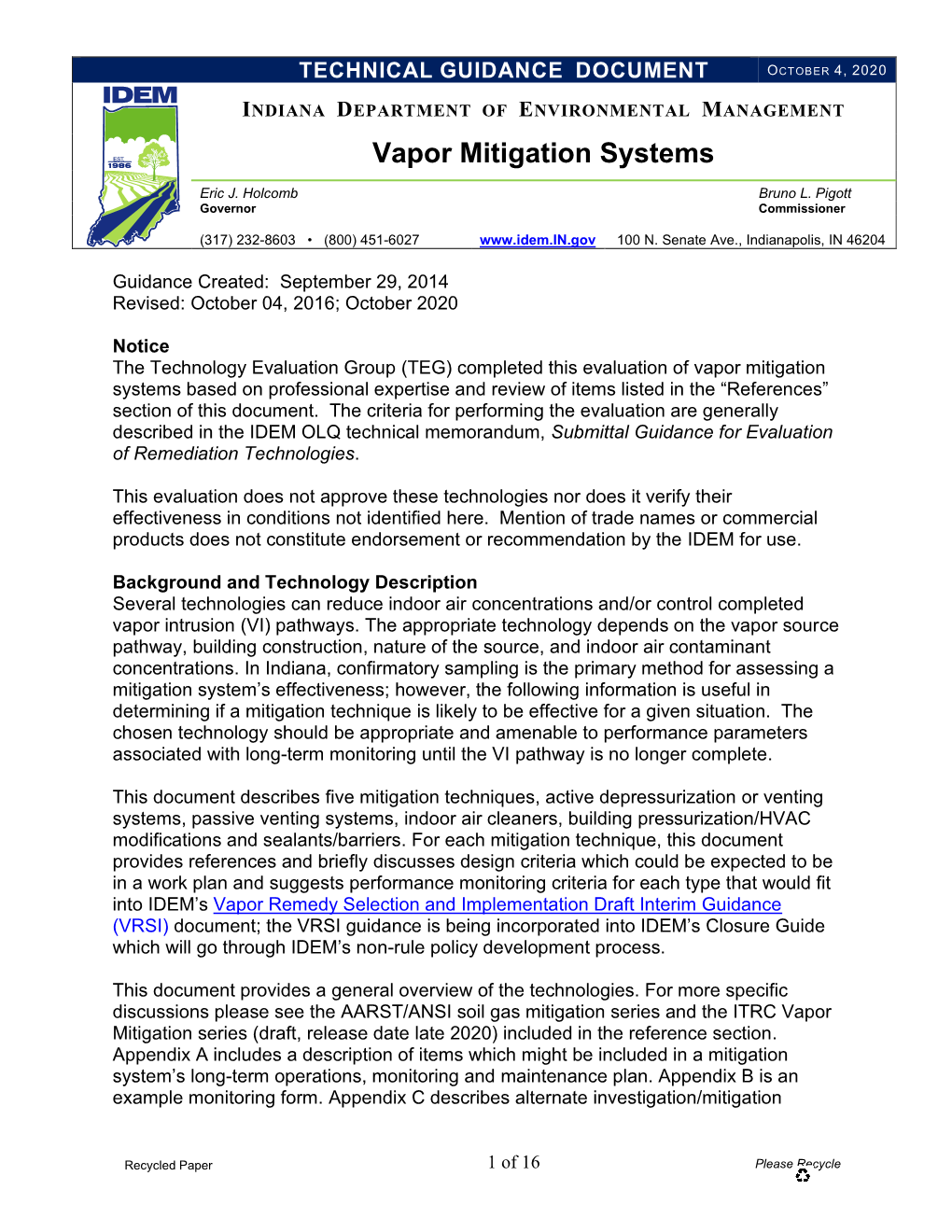 Vapor Mitigation Systems