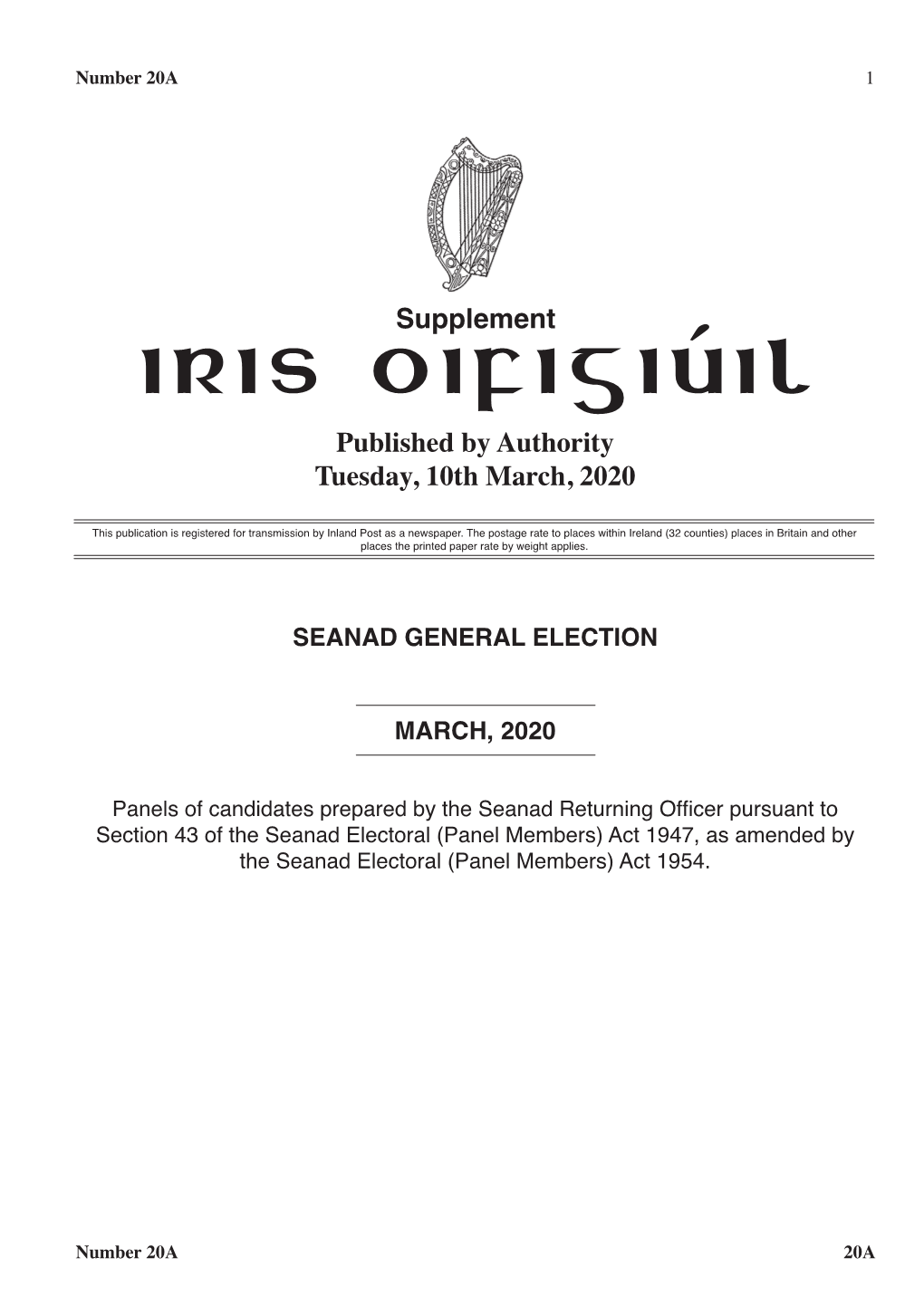 Seanad General Election 2020