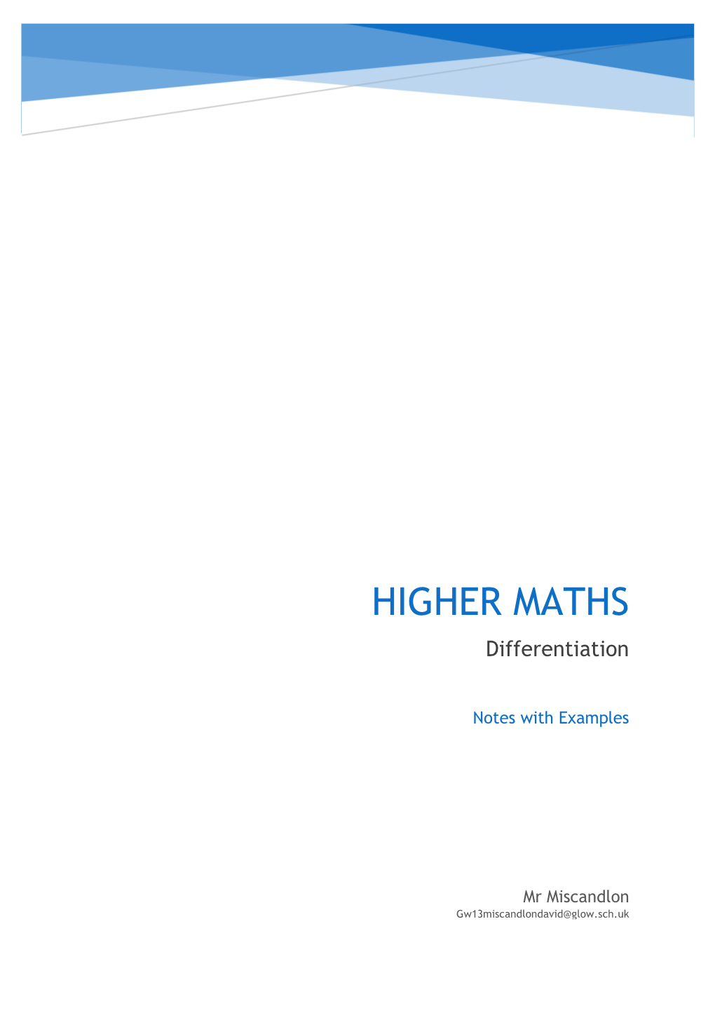 HIGHER MATHS Differentiation