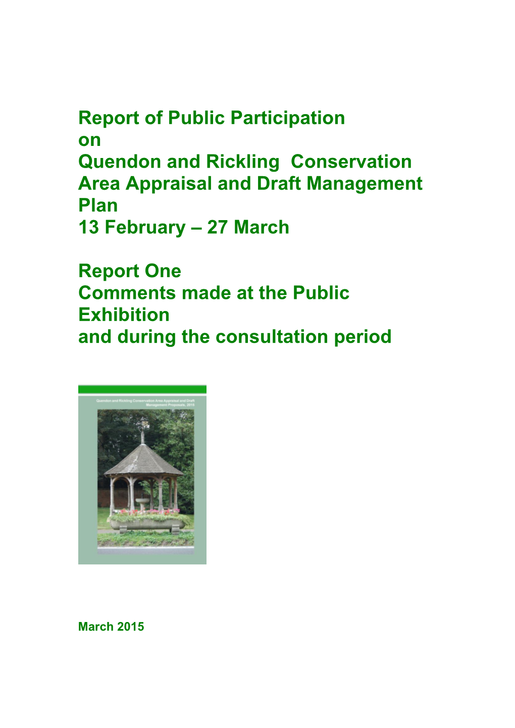 Report of Public Participation Quendon and Rickling