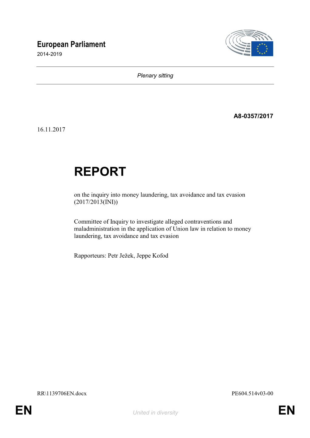 Report on the Inquiry Into Money Laundering