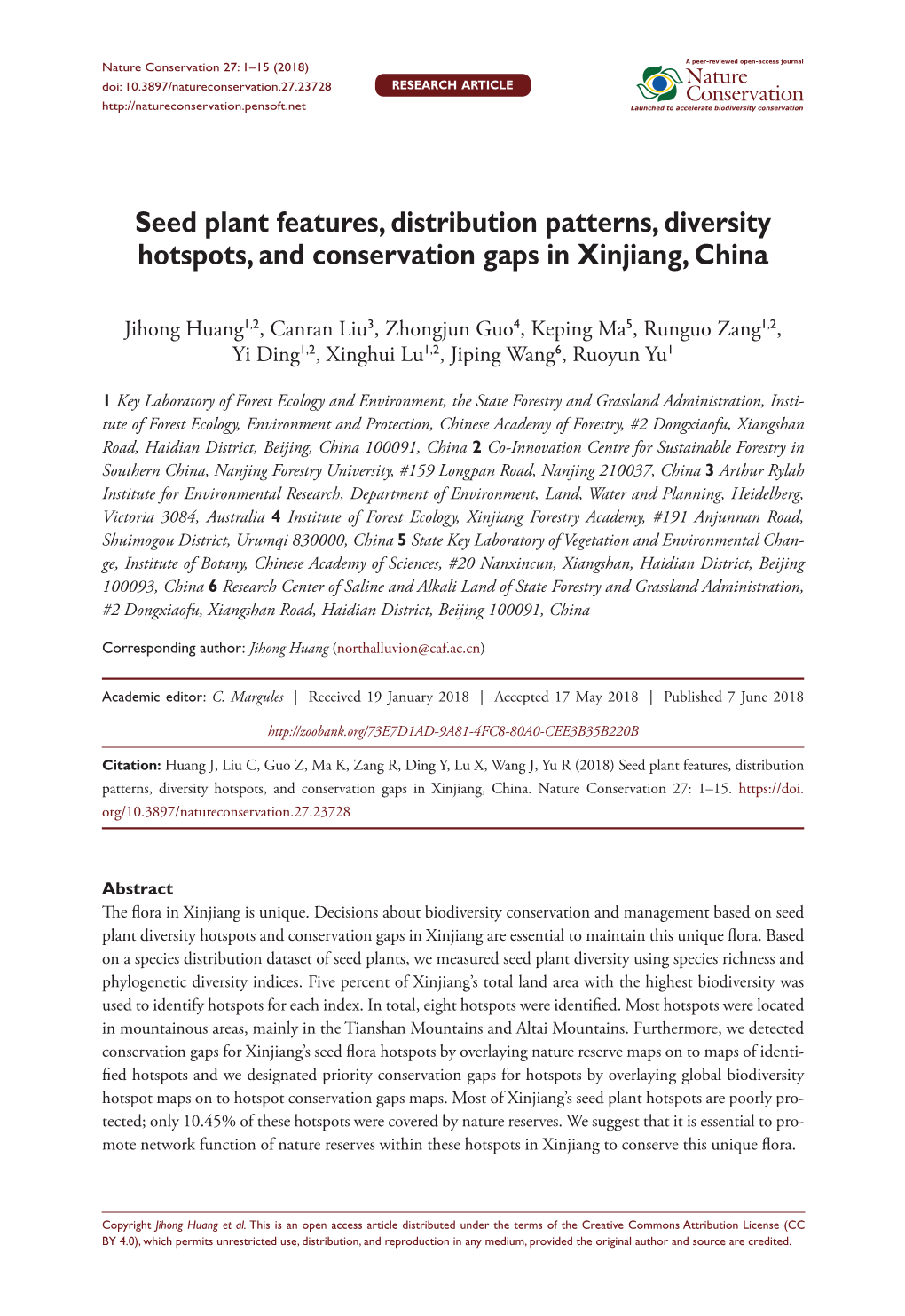 Seed Plant Features, Distribution Patterns, Diversity Hotspots, and Conservation Gaps in Xinjiang, China