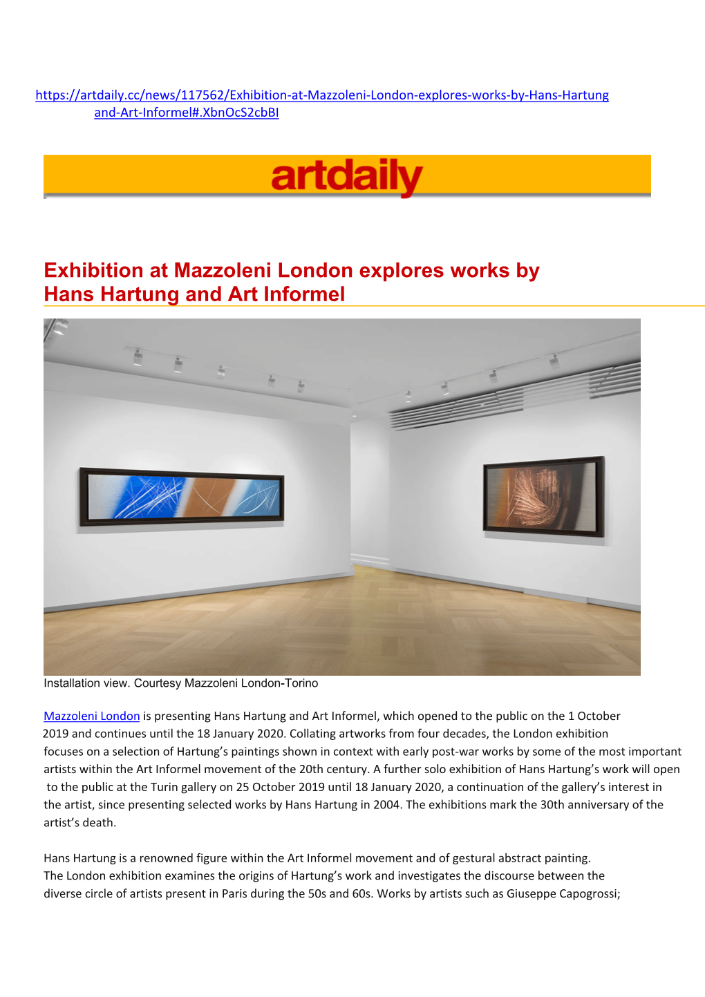 Exhibition at Mazzoleni London Explores Works by Hans Hartung and Art Informel