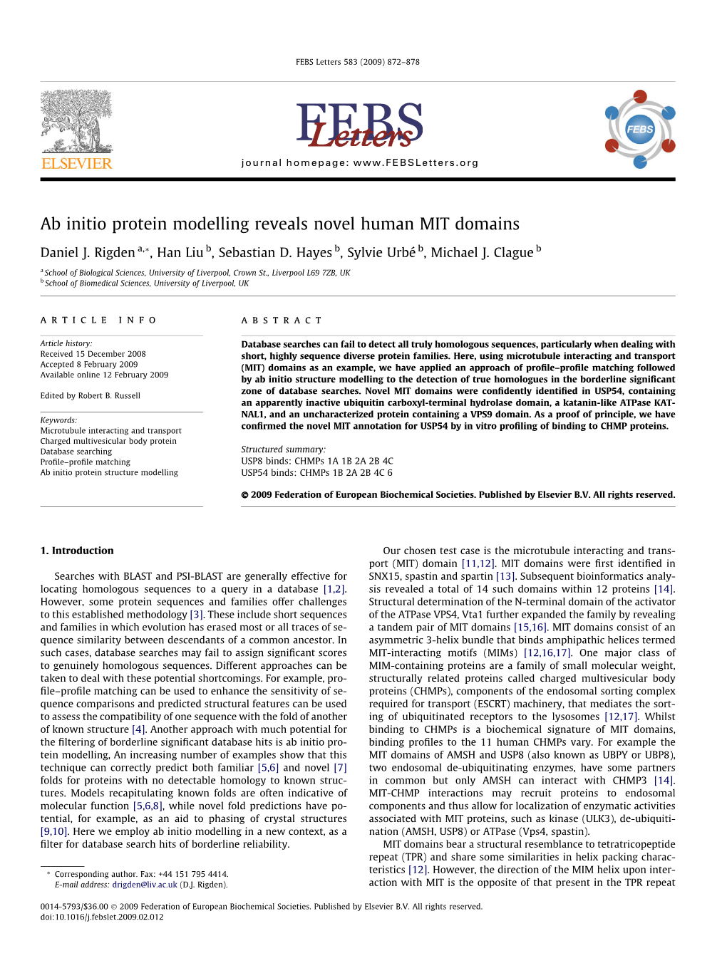 Ab Initio Protein Modelling Reveals Novel Human MIT Domains