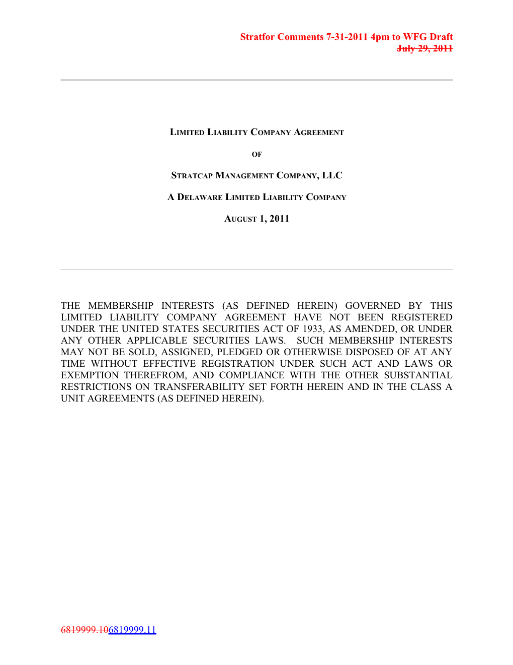 Limited Liability Company Agreement