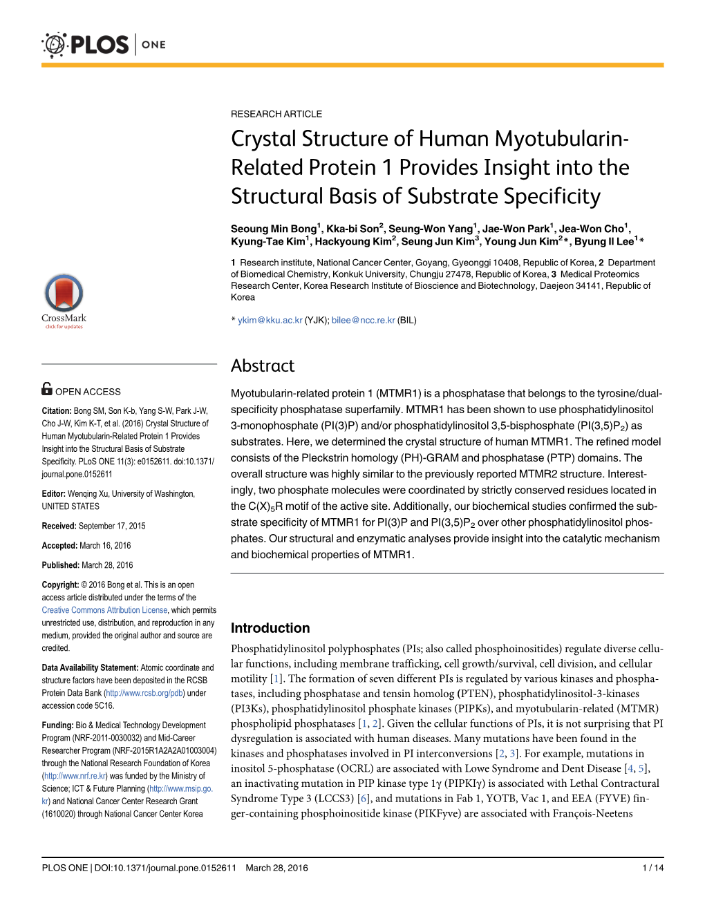 Crystal Structure of Human Myotubularin-Related Protein 1