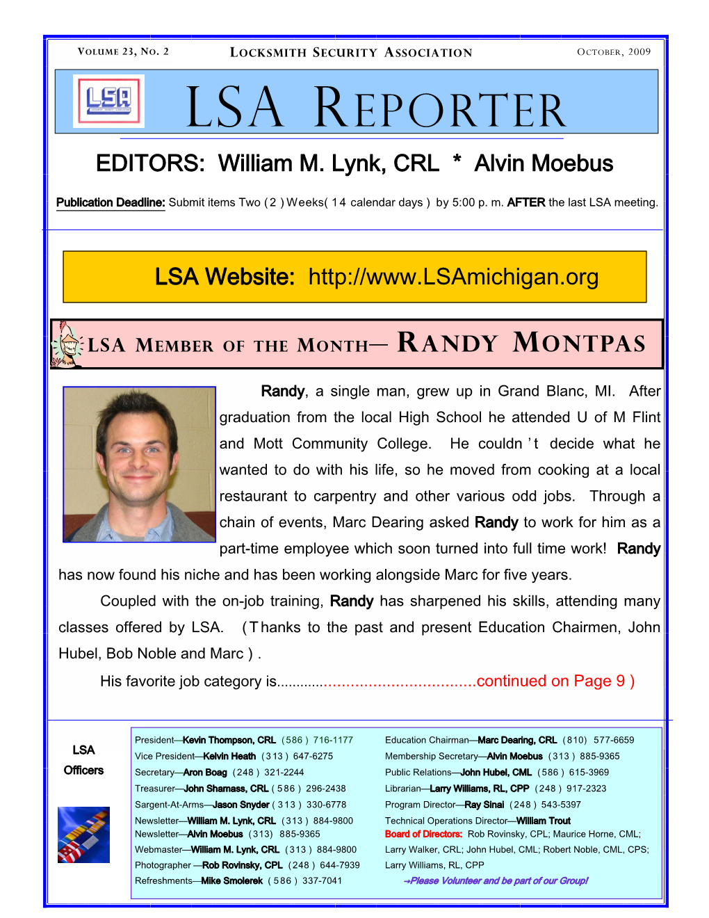 LSA REPORTER EDITORS: William M