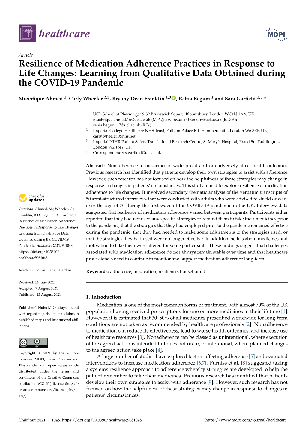 Resilience of Medication Adherence Practices in Response to Life Changes: Learning from Qualitative Data Obtained During the COVID-19 Pandemic