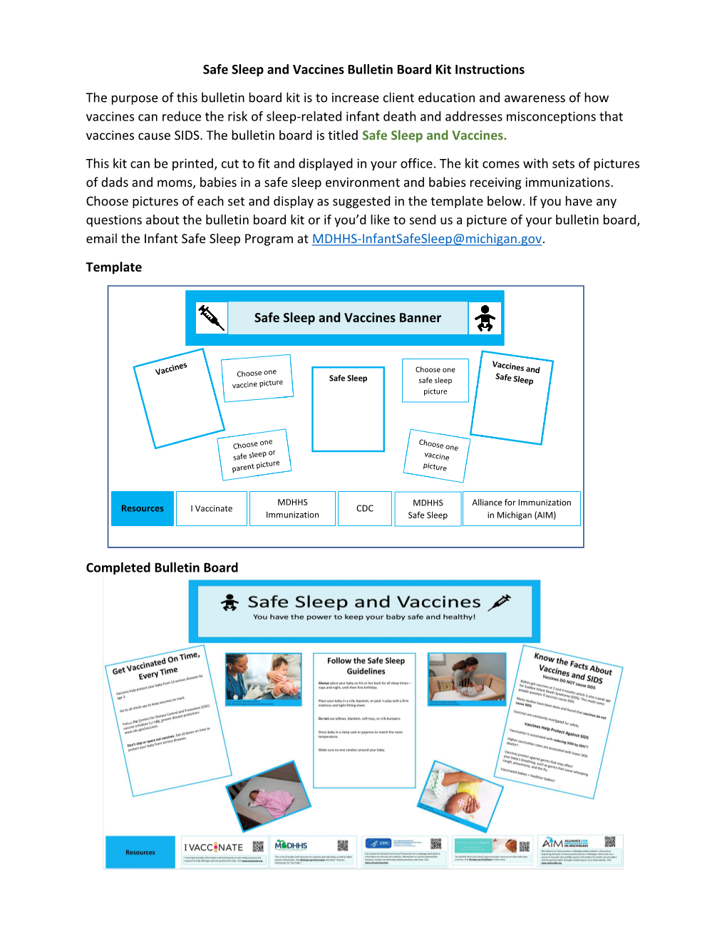 Safe Sleep and Vaccines Bulletin Board