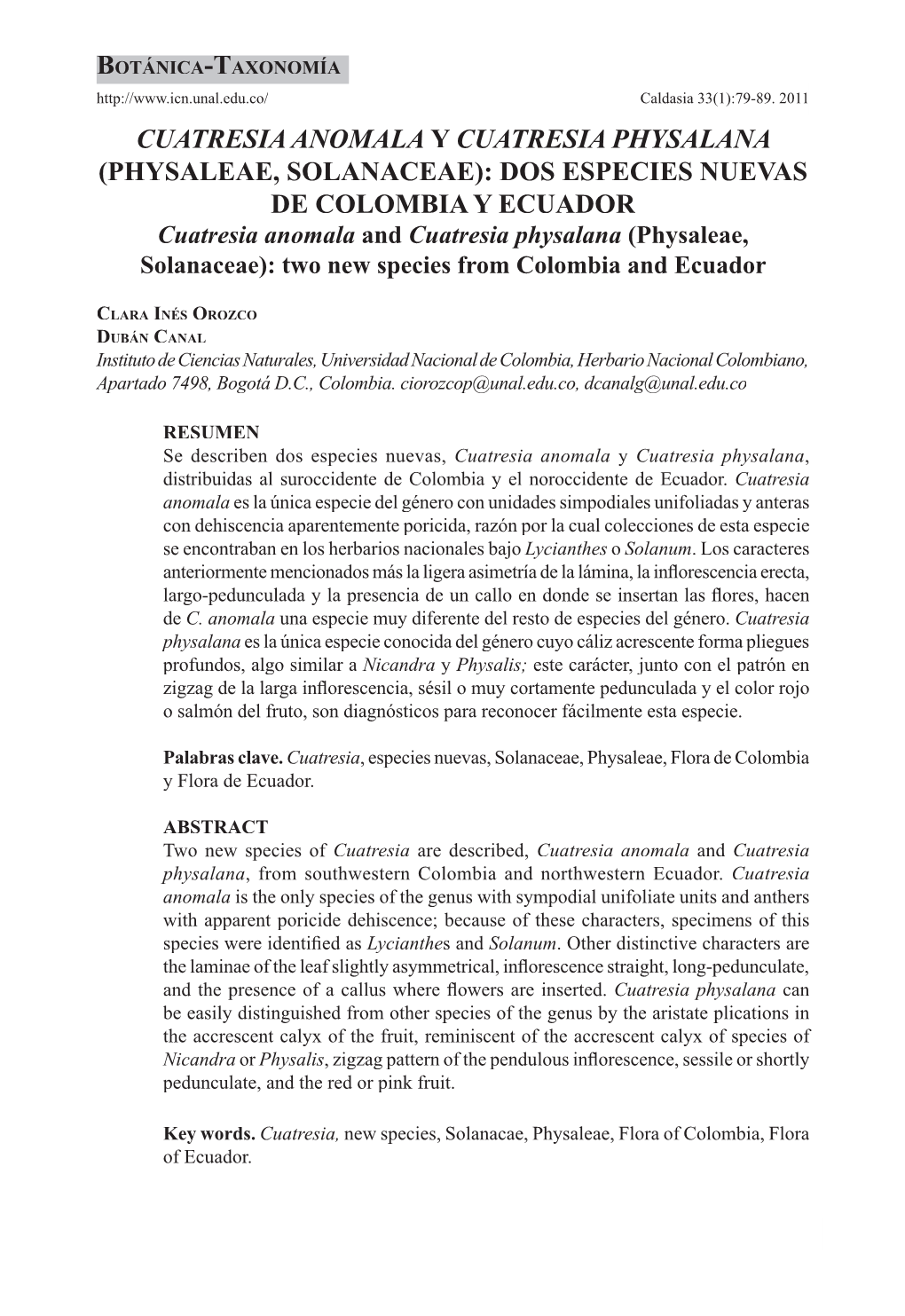 Cuatresia Anomala Y Cuatresia Physalana