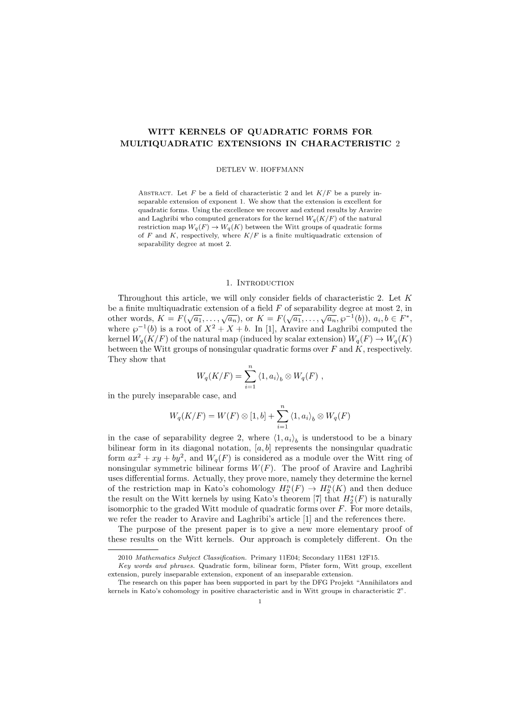 Witt Kernels of Quadratic Forms for Multiquadratic Extensions in Characteristic 2