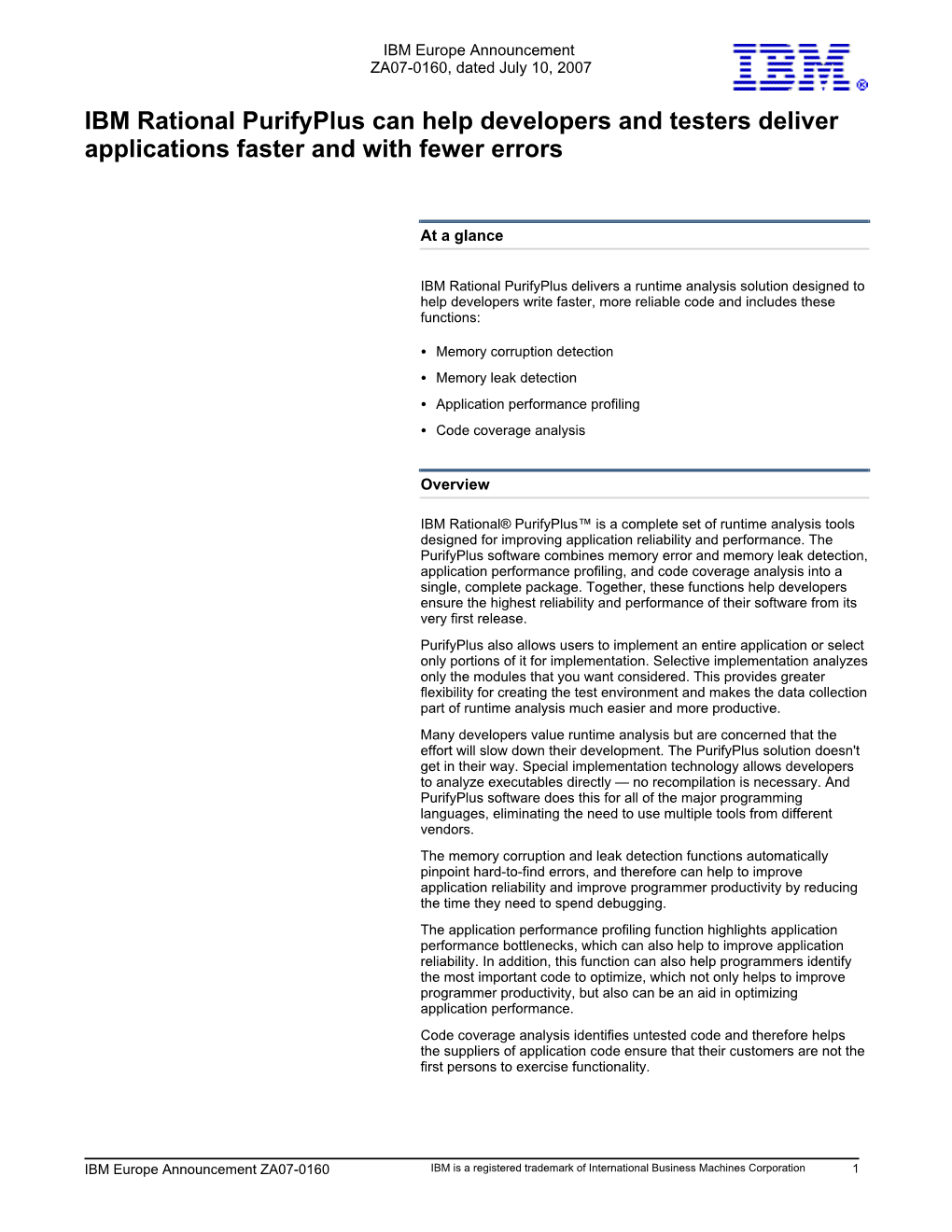 IBM Rational Purifyplus Can Help Developers and Testers Deliver Applications Faster and with Fewer Errors