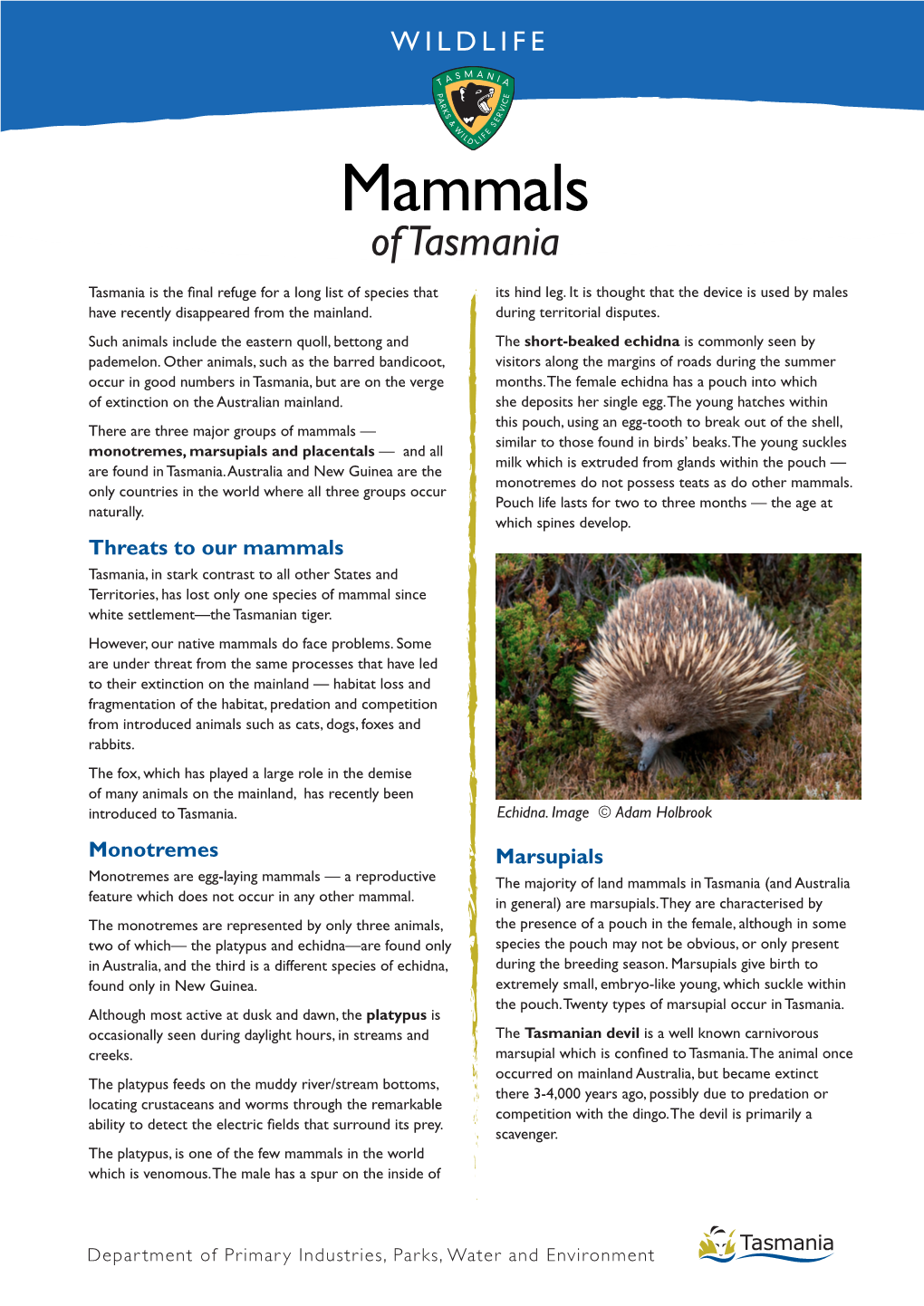 Mammals of Tasmania