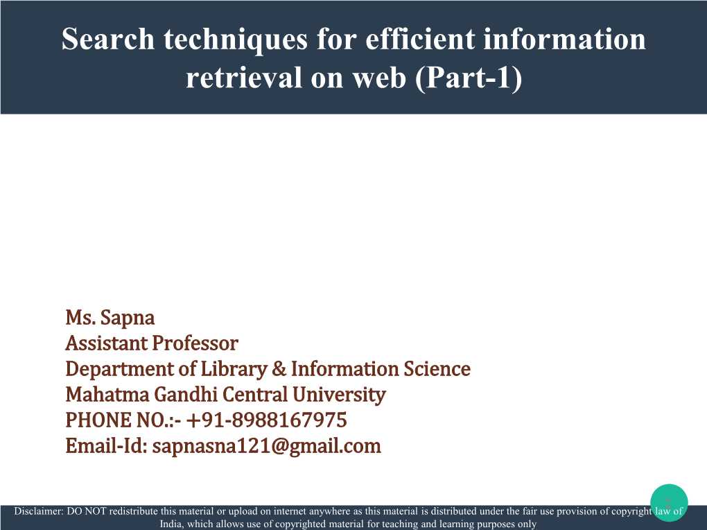 Advanced Search Techniques for Efficient Information Retrieval on The