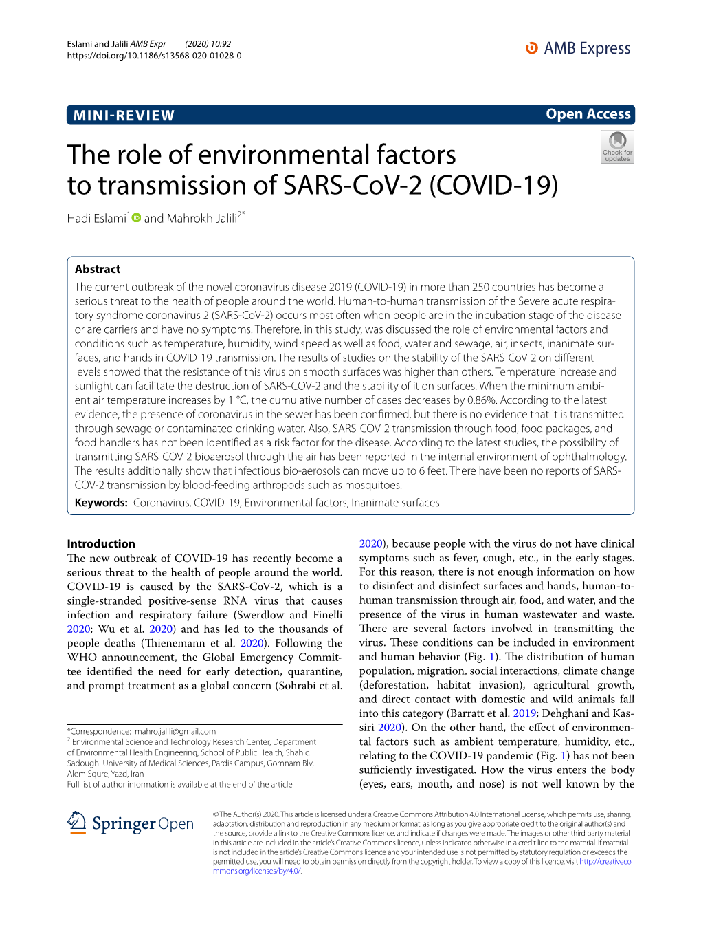 The Role of Environmental Factors to Transmission of SARS-Cov-2