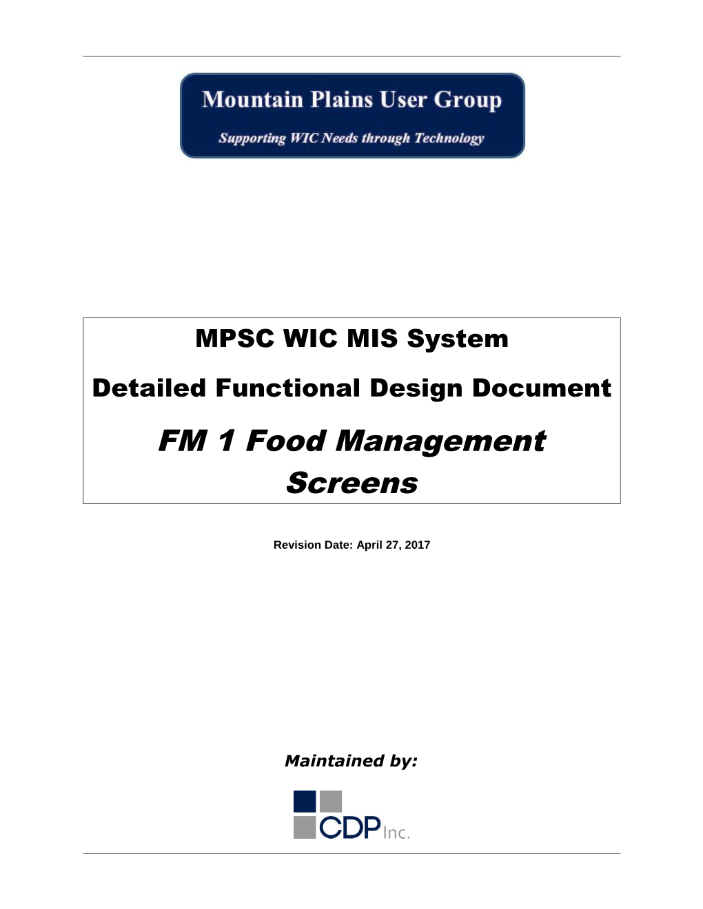 Food Management Screens