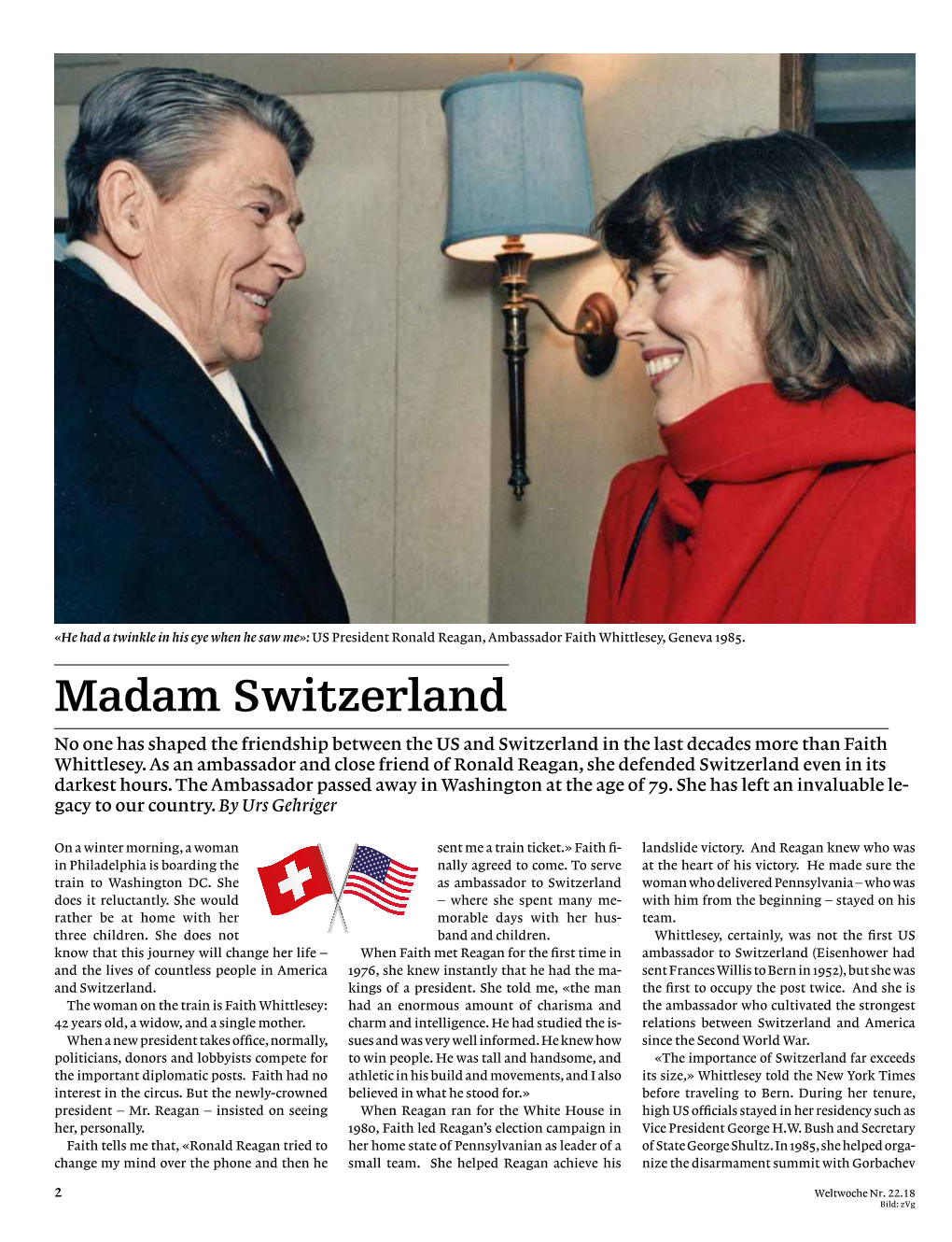 Madam Switzerland No One Has Shaped the Friendship Between the US and Switzerland in the Last Decades More Than Faith Whittlesey