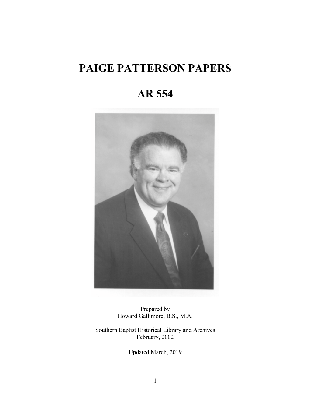 Paige Patterson Papers AR