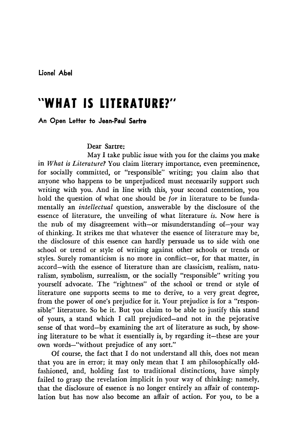 "What Is Literature?"