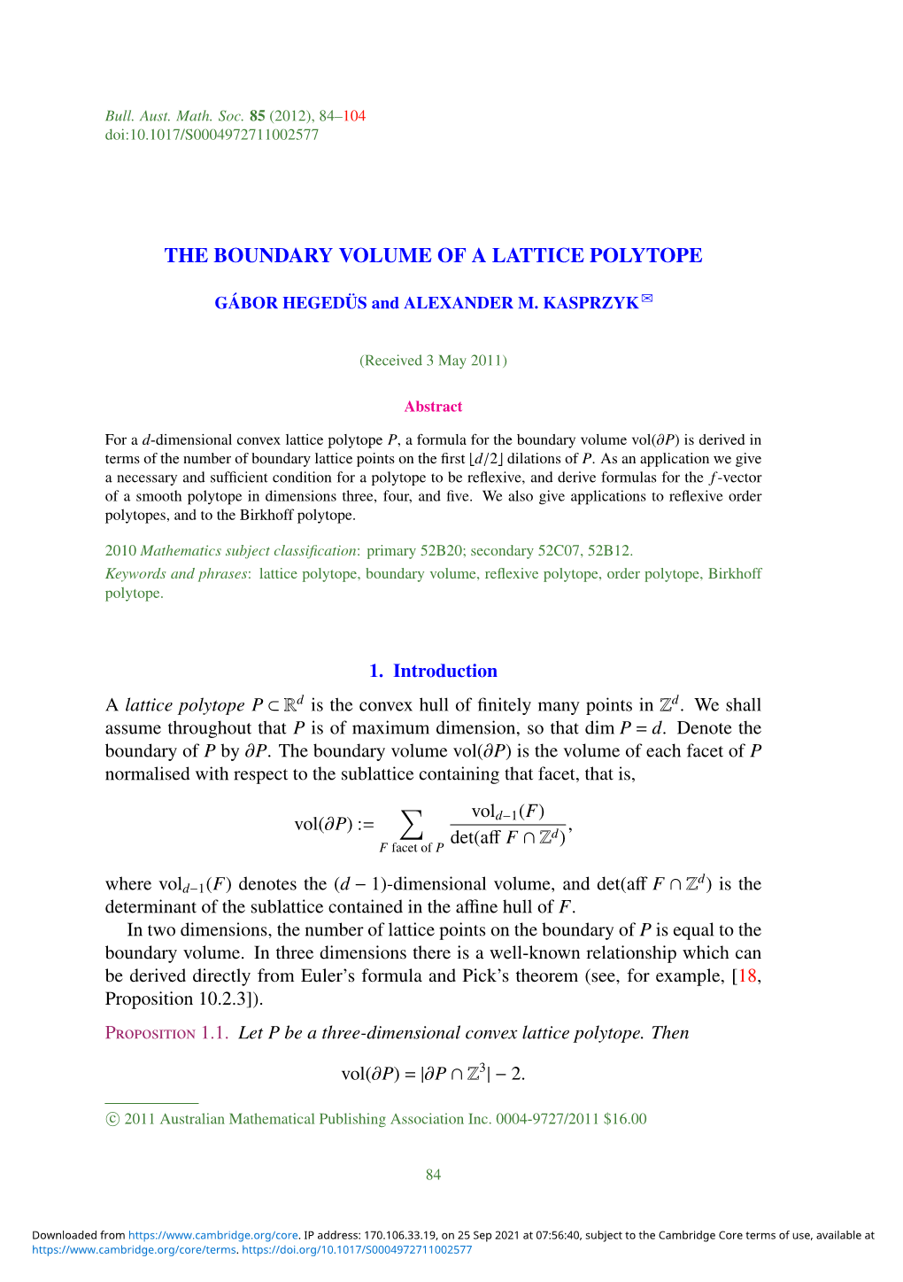 The Boundary Volume of a Lattice Polytope