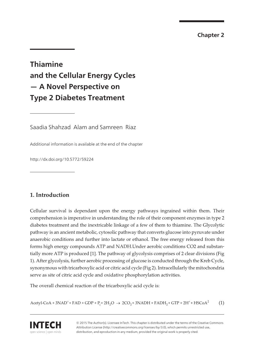 Thiamine and the Cellular Energy Cycles — a Novel Perspective on Type 2 Diabetes Treatment