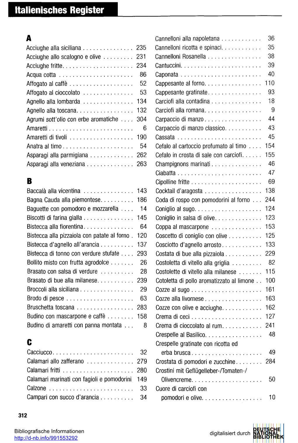 Italienisches Register C