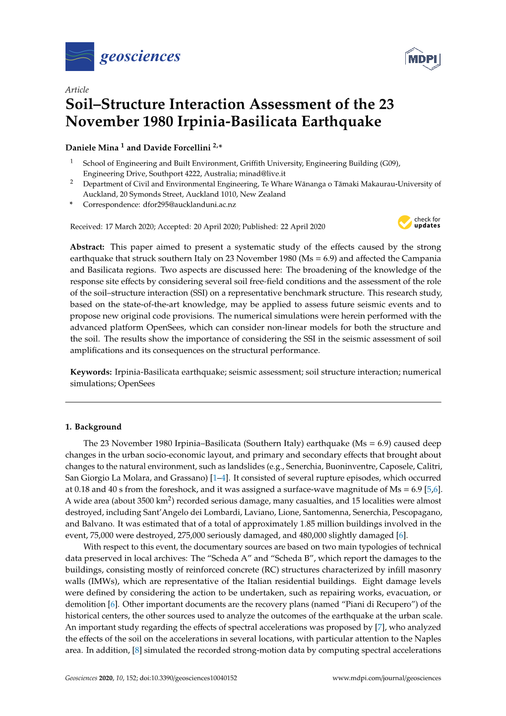 Soil–Structure Interaction Assessment of the 23 November 1980 Irpinia-Basilicata Earthquake