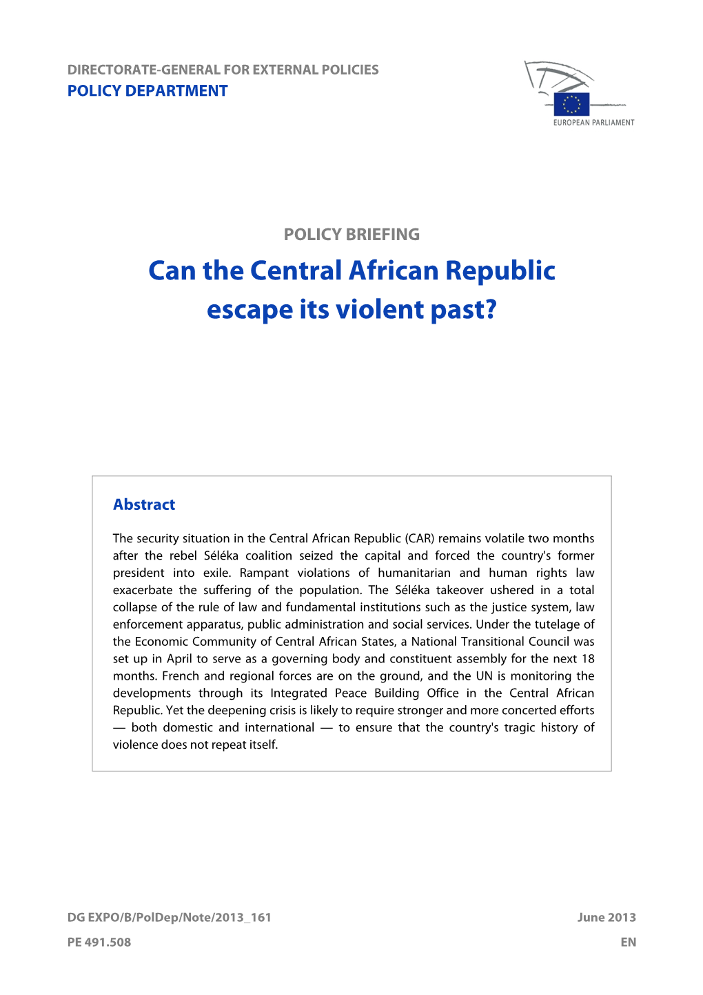 Can the Central African Republic Escape Its Violent Past?