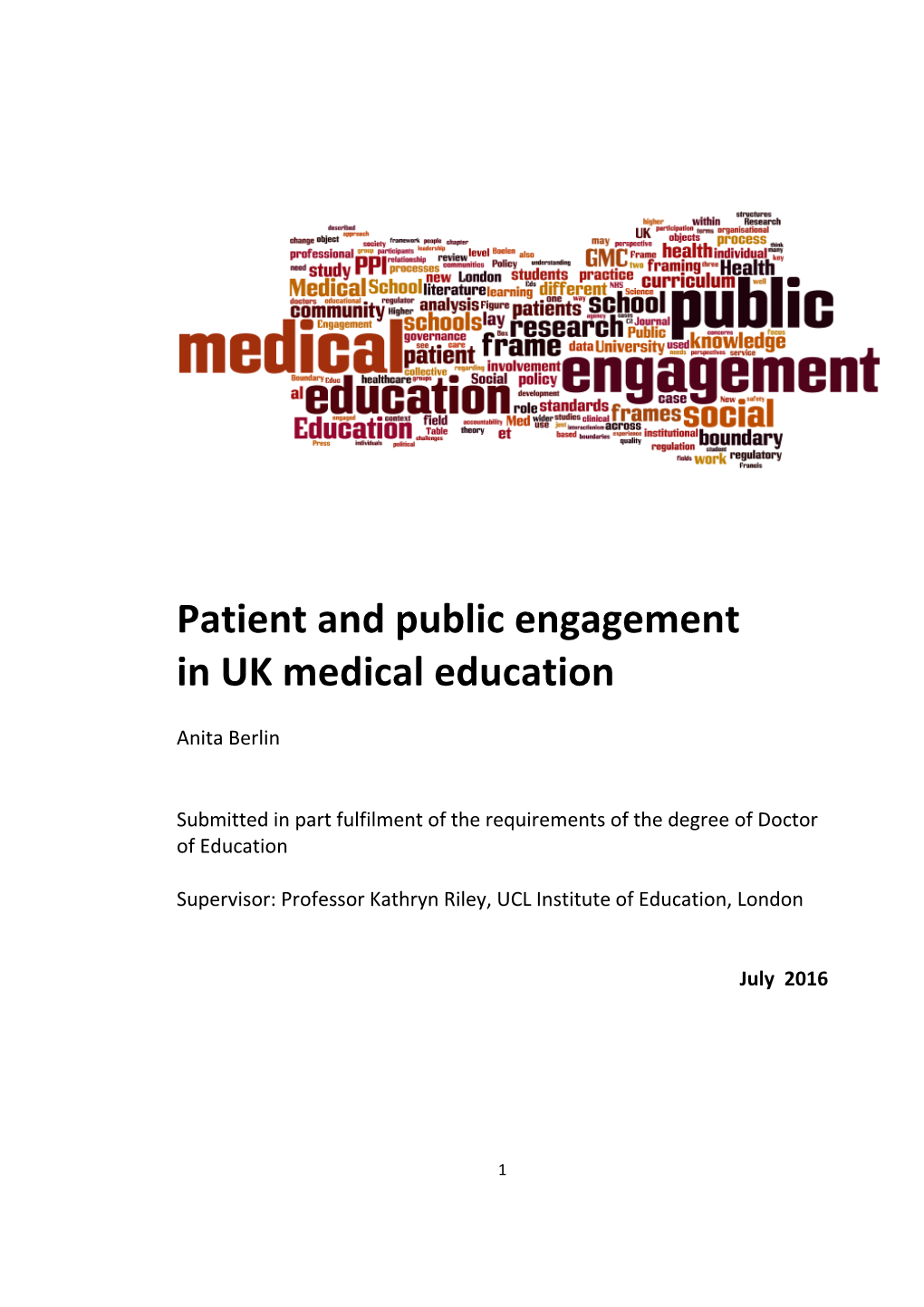 Patient and Public Engagement in UK Medical Education