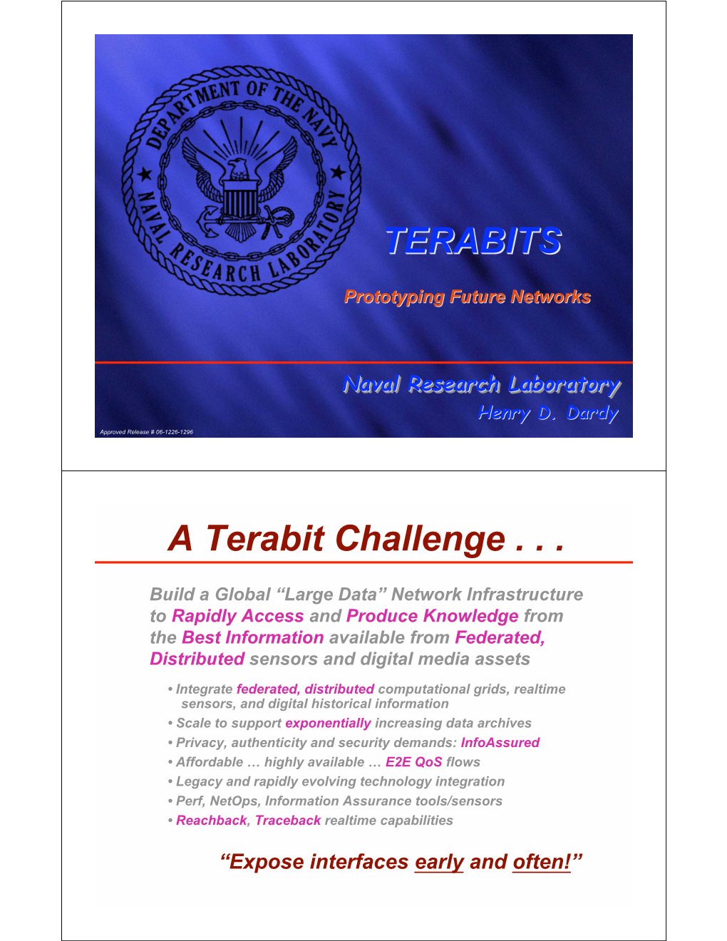 TERABITS a Terabit Challenge
