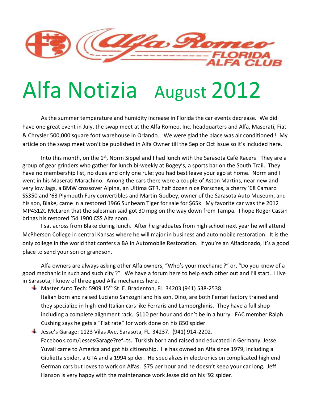 Alfa Notizia August 2012