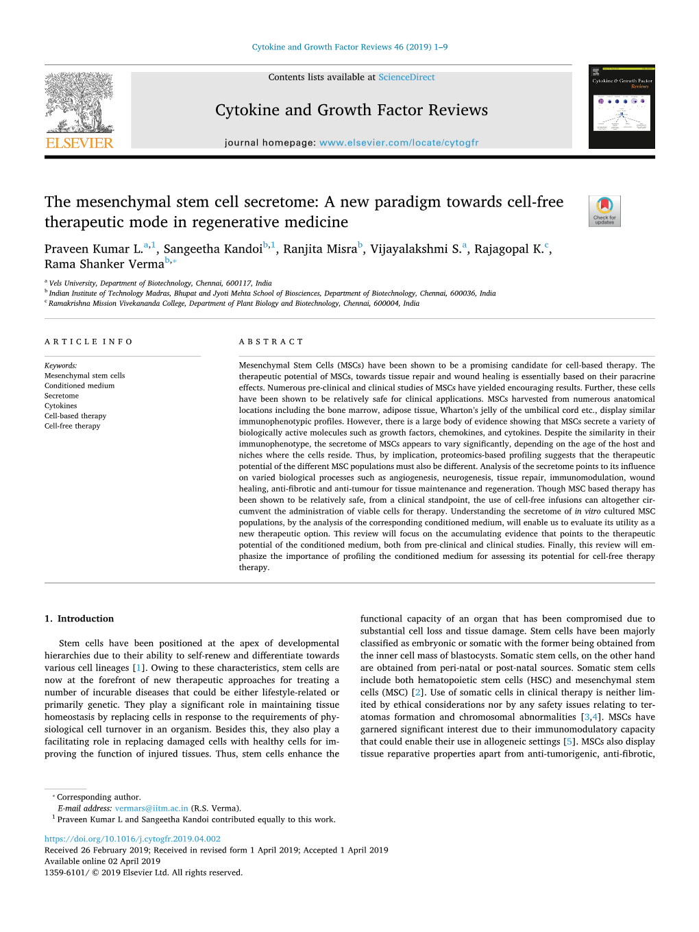 The Mesenchymal Stem Cell Secretome a New Paradigm