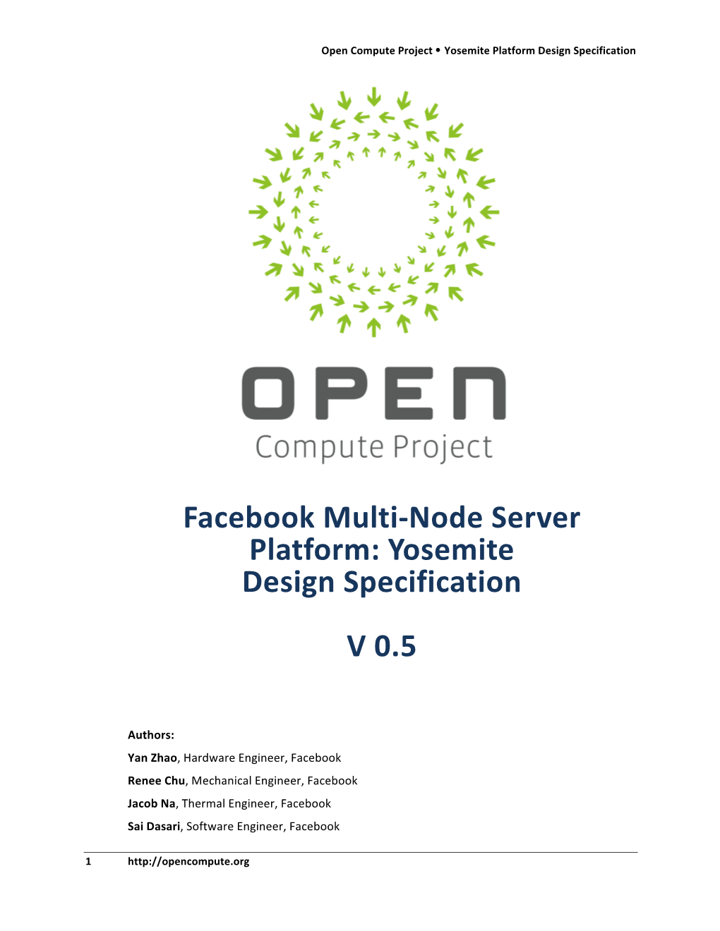 Node Server Platform: Yosemite Design Specification V