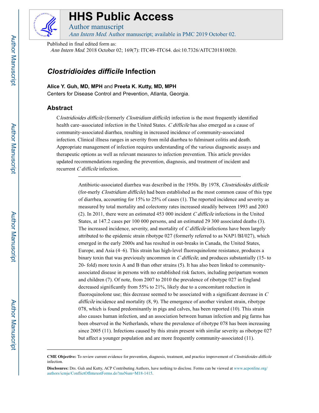 Clostridioides Difficile Infection