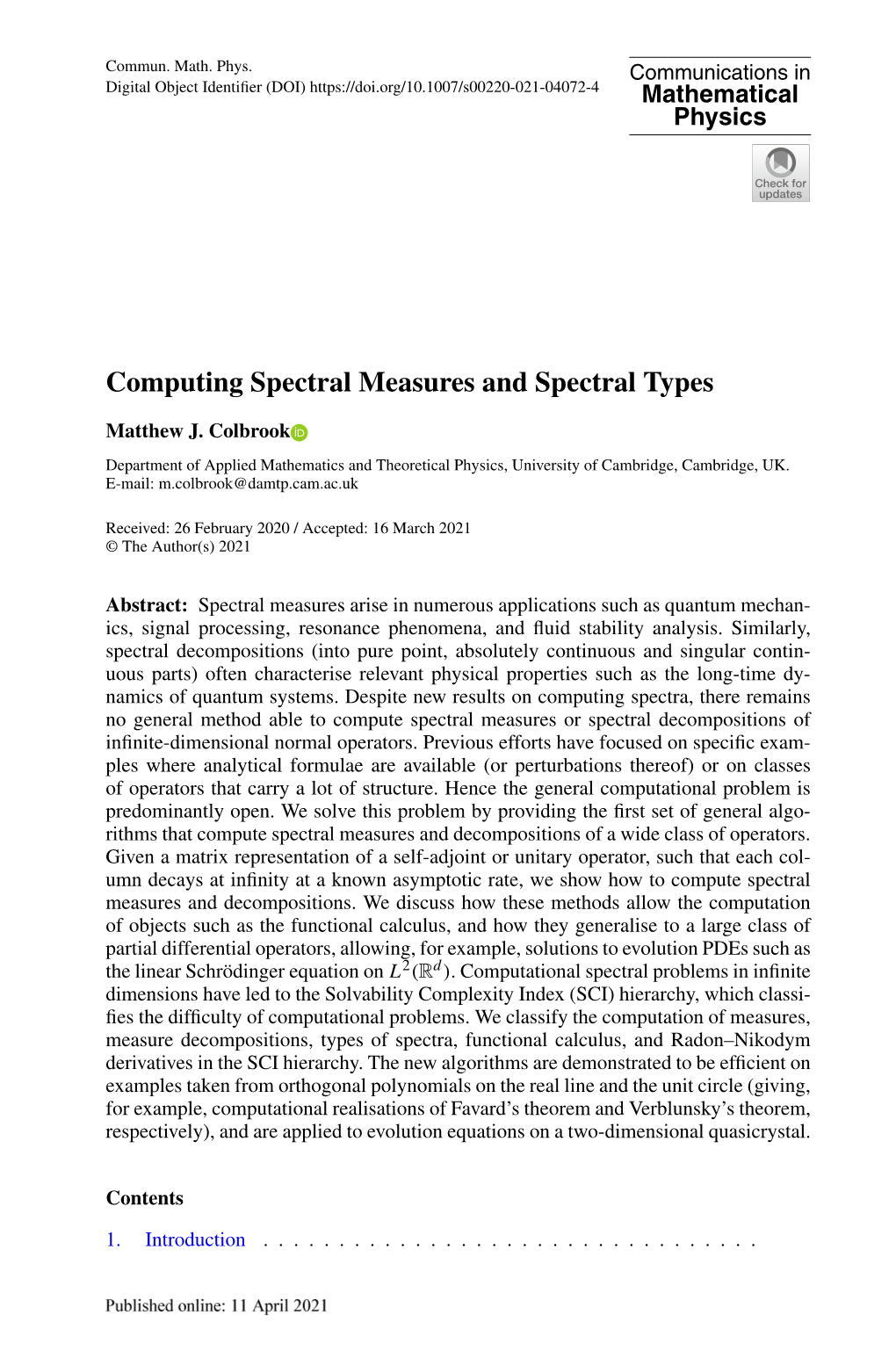 Computing Spectral Measures and Spectral Types