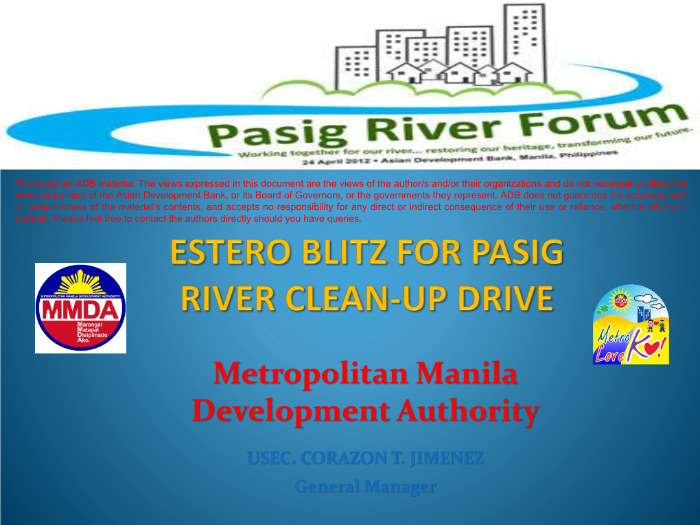 Estero Blitz for Pasig River Clean up Drive