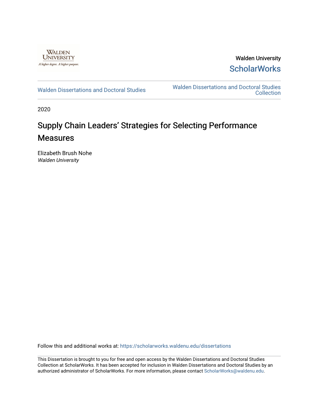 Supply Chain Leaders' Strategies for Selecting Performance Measures