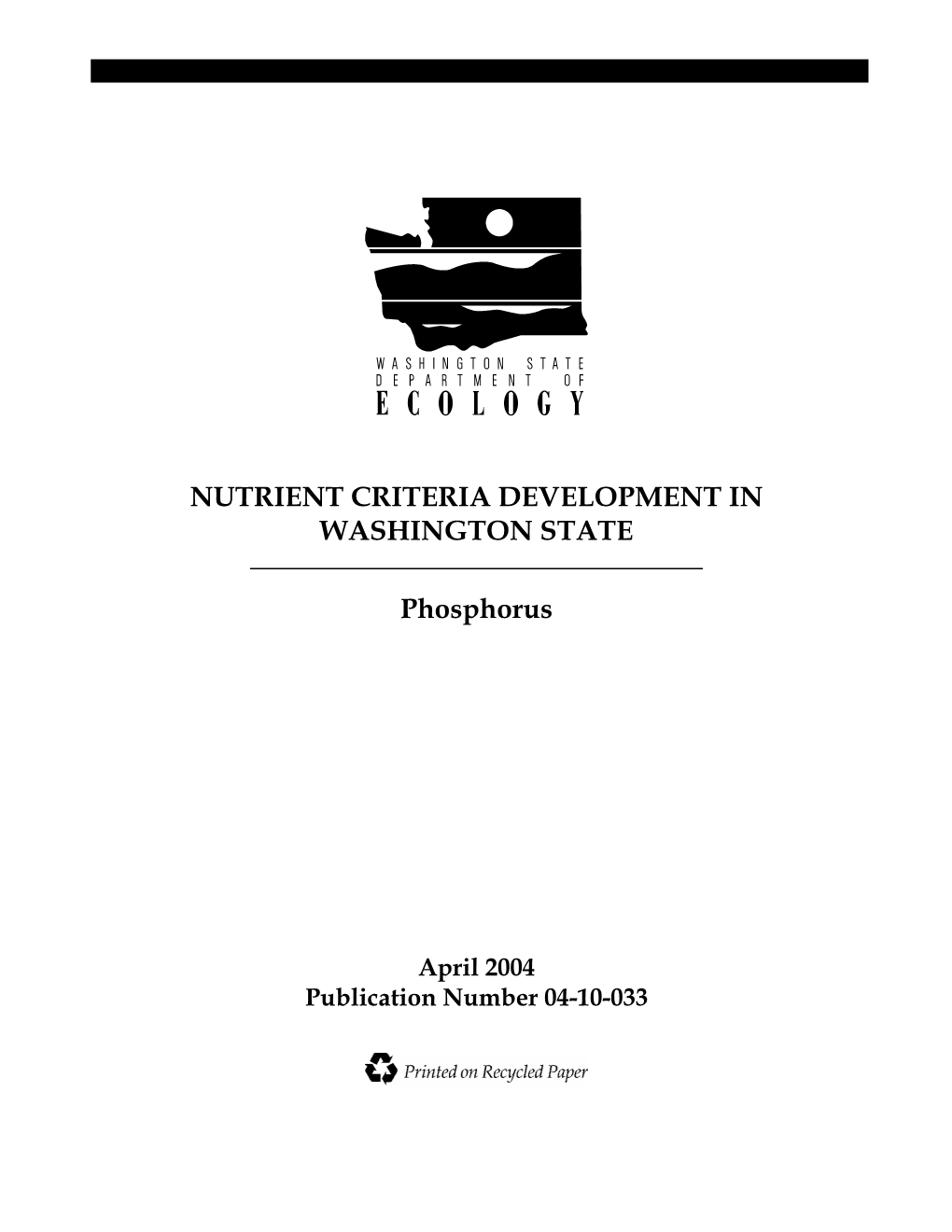 Nutrient Criteria Development in Washington State