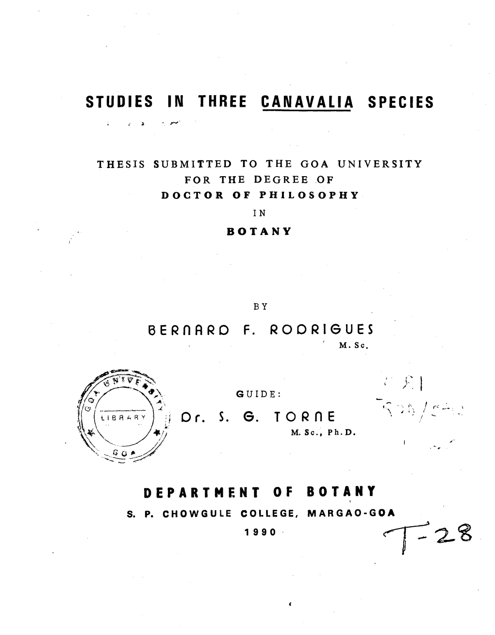 Studies in Three Canavalia Species